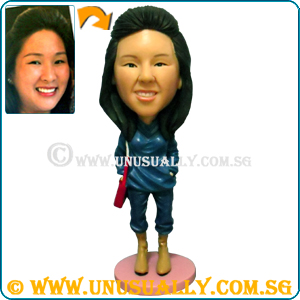 Custom 3D Female In Trendy Blue Sweater Figurine